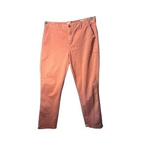 Gap Girlfriend Chino Pants Coral Pink Stretch Cotton Tapered Trousers Size 10